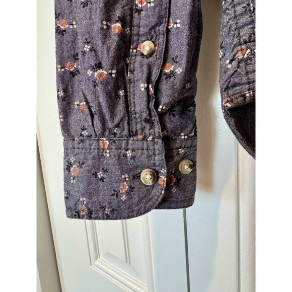 Urban Outfitters CPO PROVISIONS Gray Floral Long-Sleeve Button Down - Picture 6 of 7